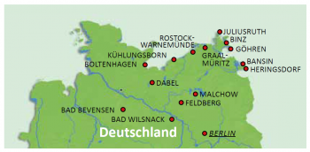 Landkarte von Norddeutschland mit Orten, wohin Reisen aus dem MediKur-Reisen-Angebot führen
